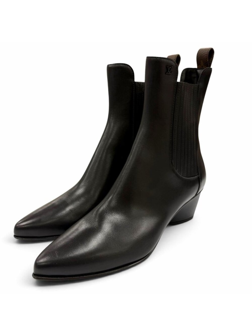 Louis Vuitton Trinity Ankle Boots LV Logo Leather Short Black